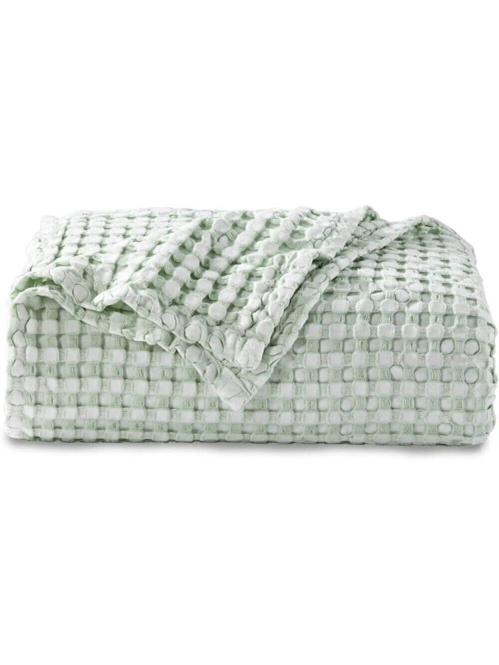 COTTON Waffle Weave Bamboo Blanket King Size Sage Soft Lightweight Bed Blanket